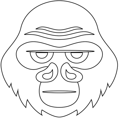 Gorilla Face Coloring Page